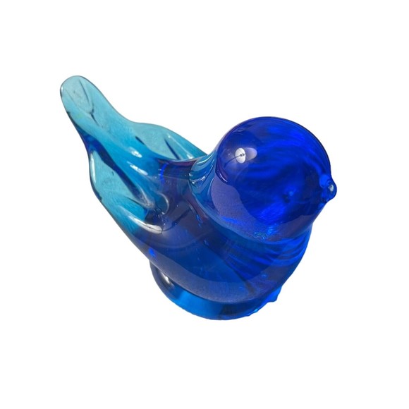 VTG ‘90 Titan Art Glass “Happy Little Bluebird” Cobalt Blue Signed Fayetteville - Picture 8 of 9